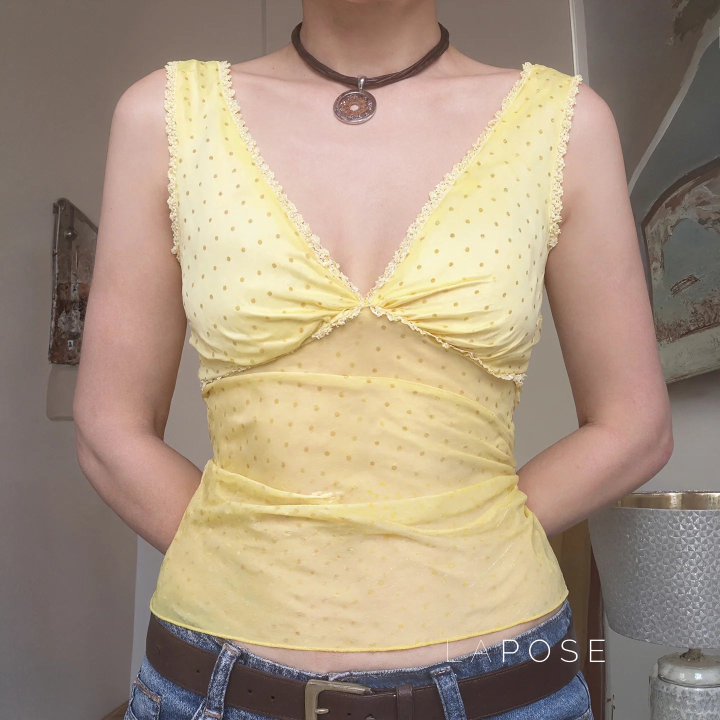 Ivonne Polka Dot Mesh Top