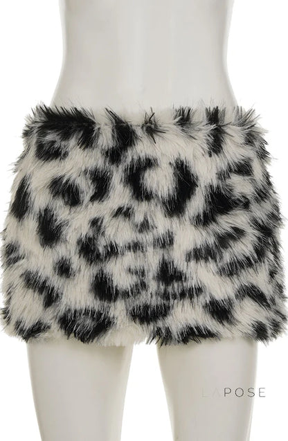 Jasmin Plush Leopard Mini Skirt