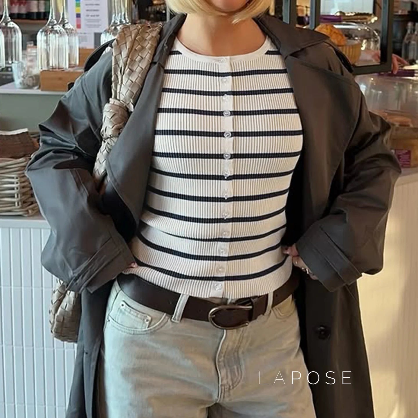 Joyanna Striped Cropped Knit Cardigan