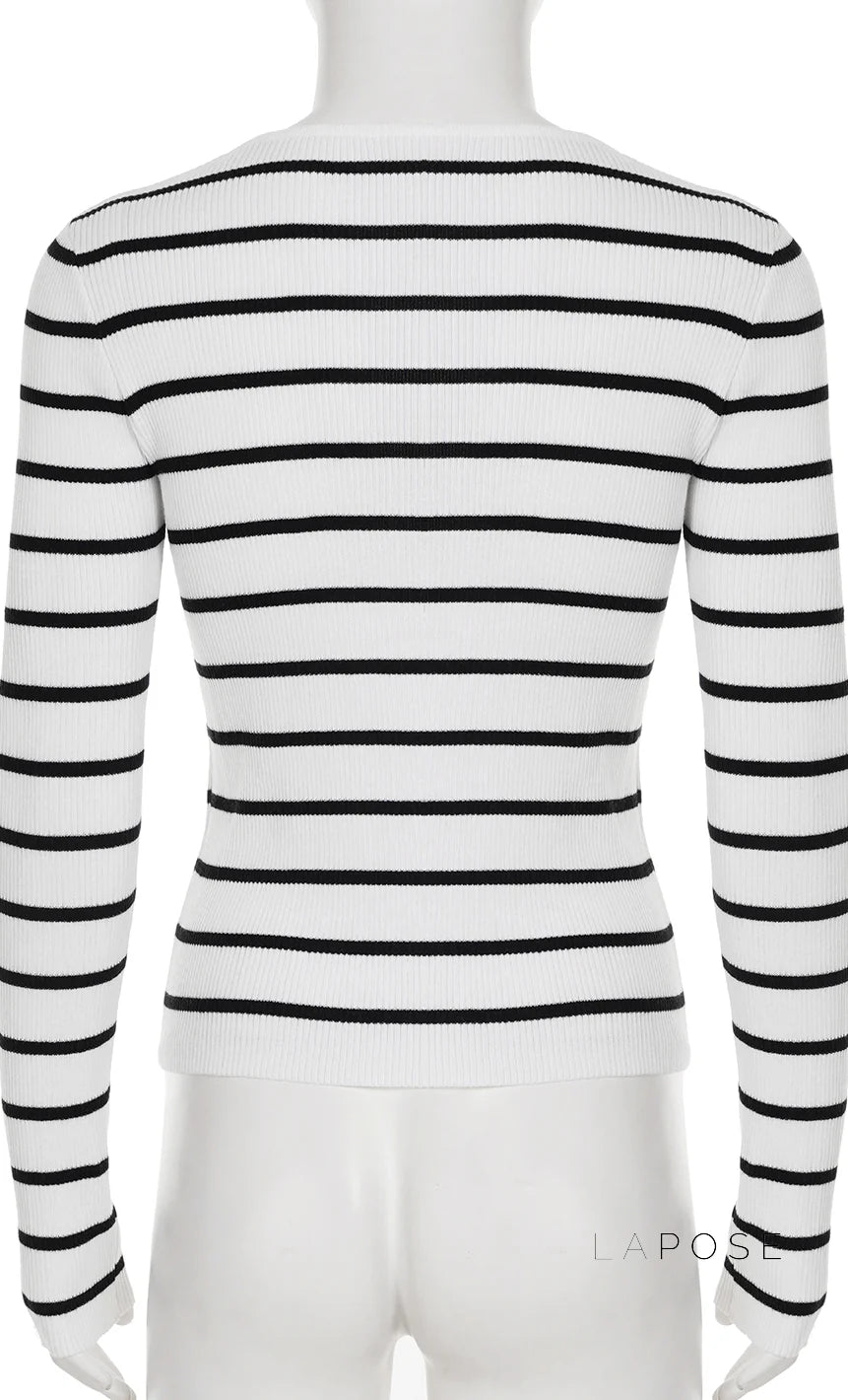 Joyanna Striped Cropped Knit Cardigan