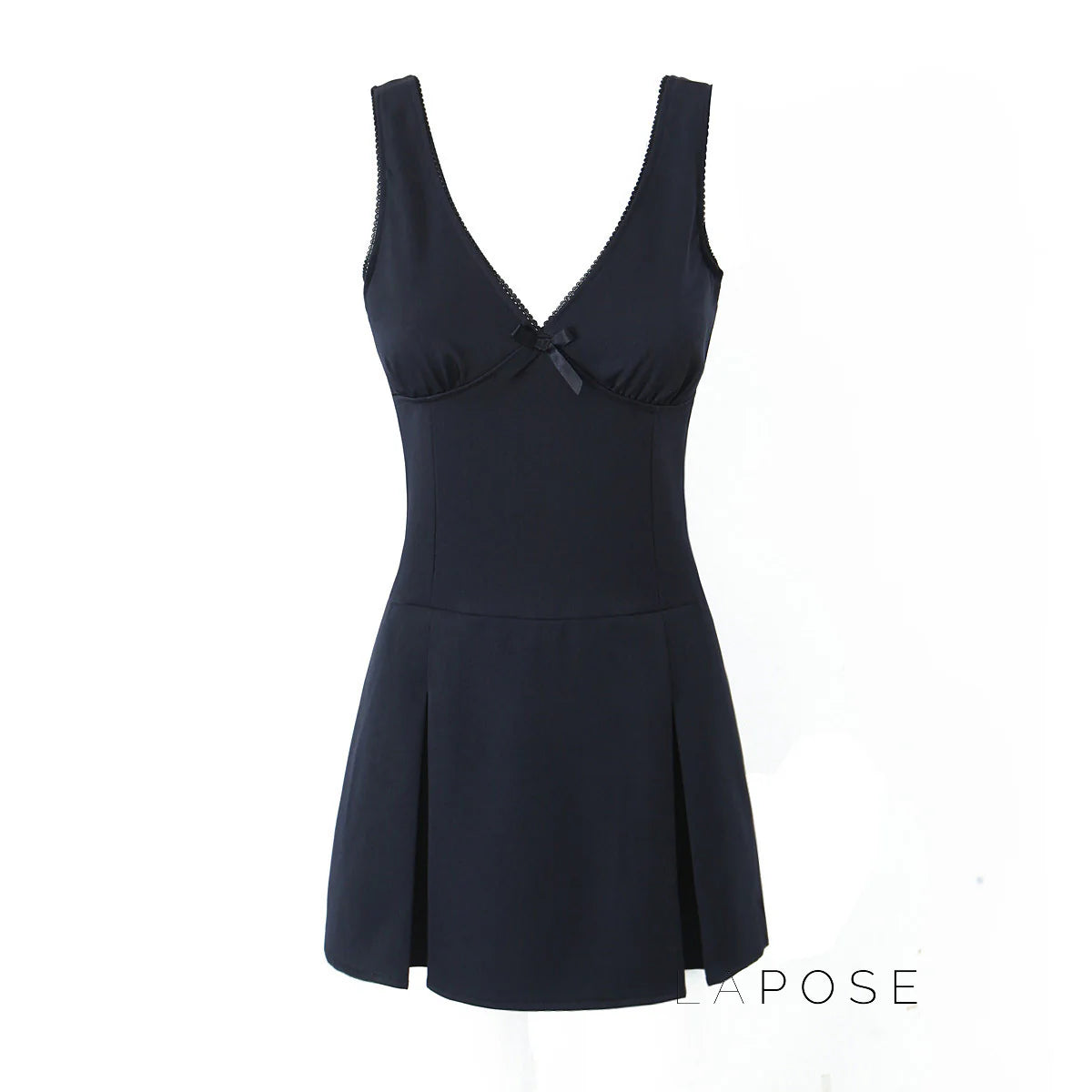 Kaliah Deep V-Neck Bow Mini Dress