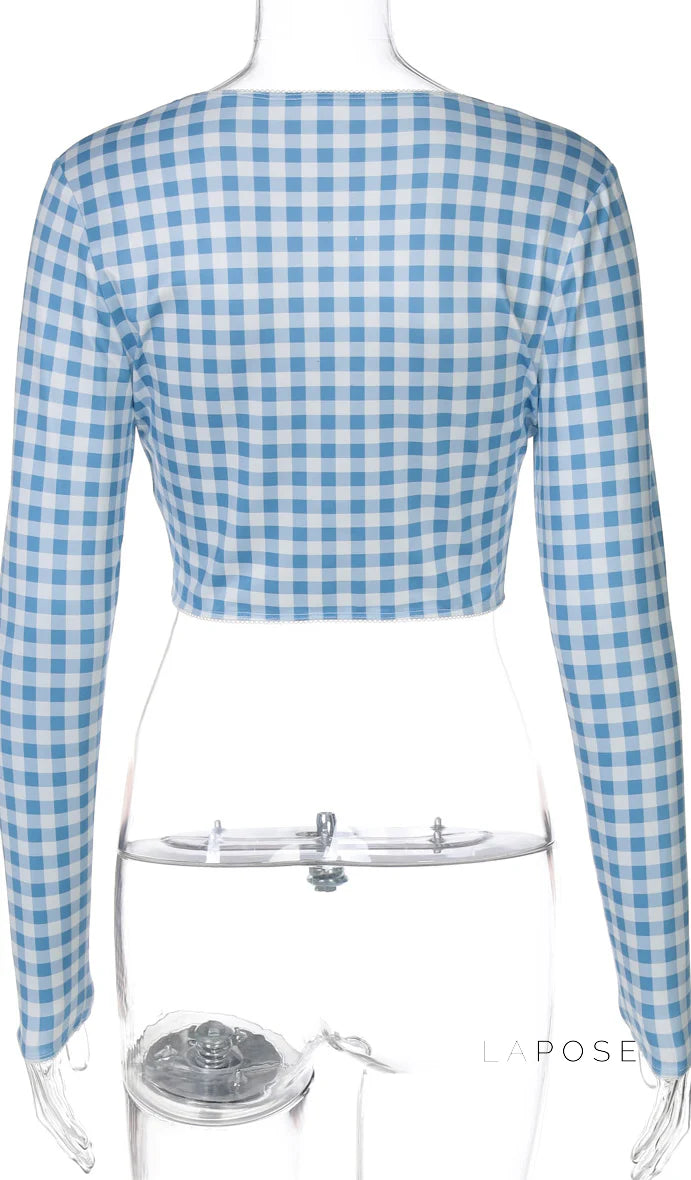 Karena Plaid Button-Up Crop Top