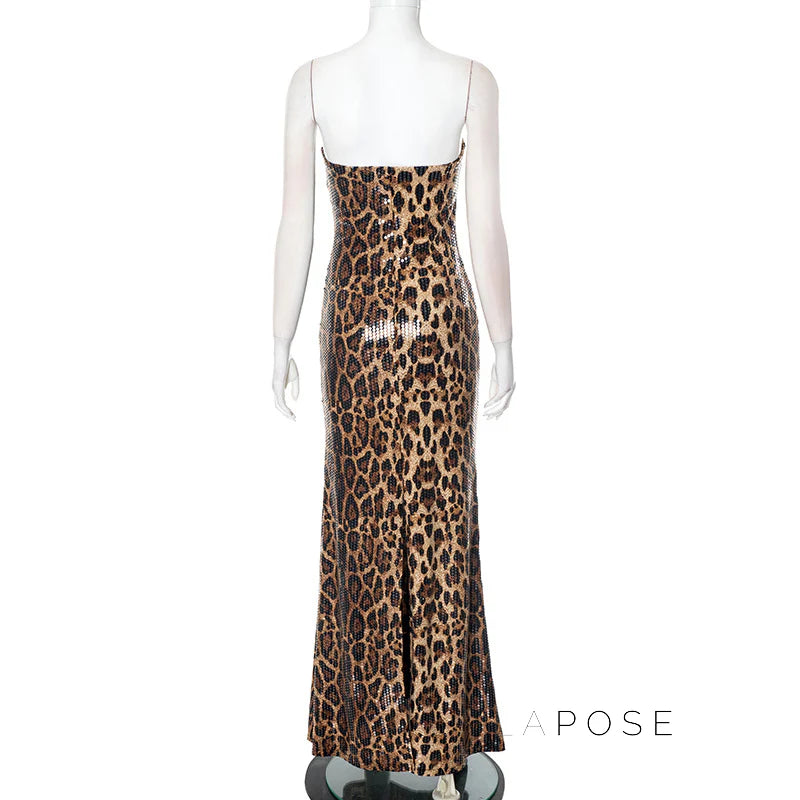 Karsen Leopard Print Tube Maxi Dress