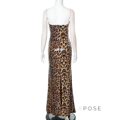 Karsen Leopard Print Tube Maxi Dress