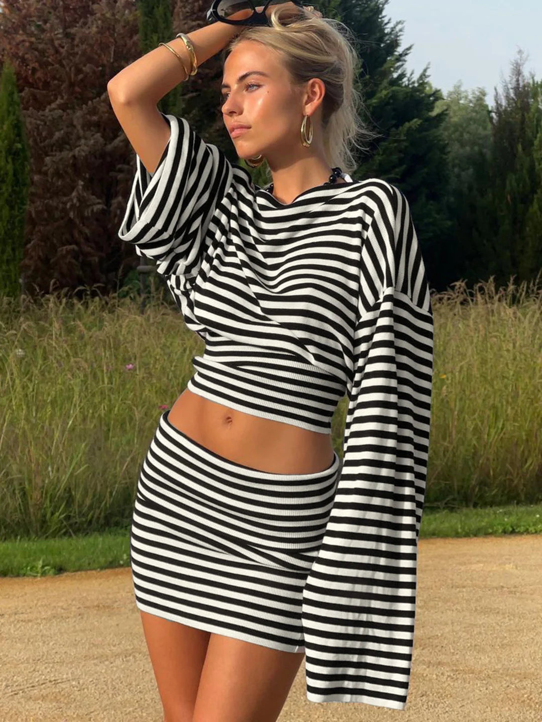 Kayden Striped Skirt Set