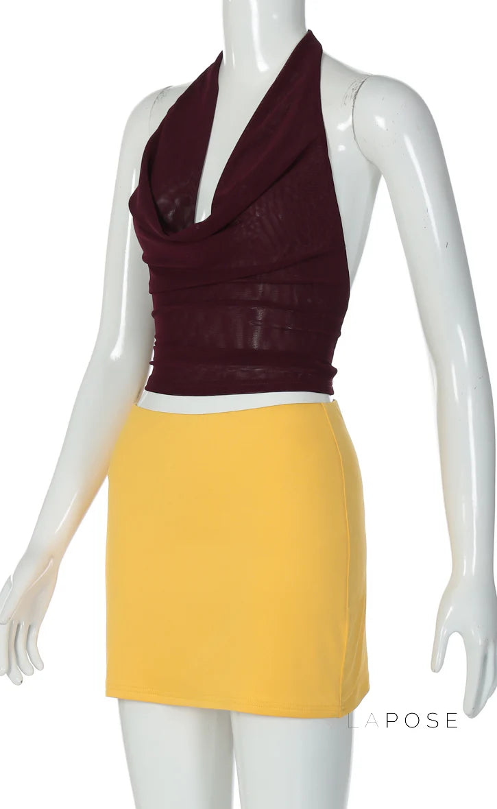 Kensi Halter Open Back Skirt Set