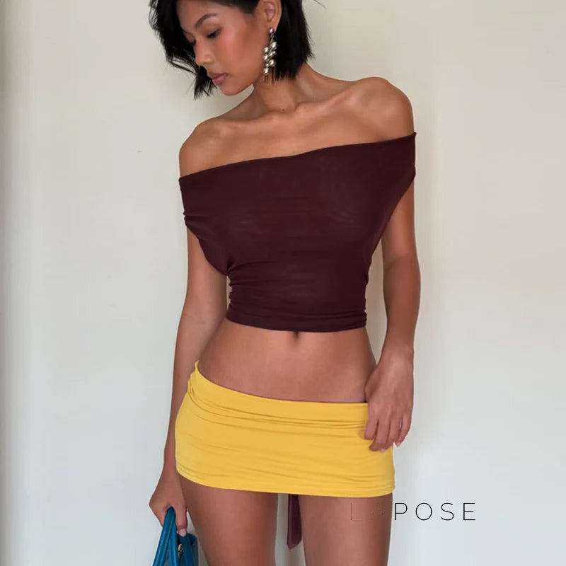 Kensi Halter Open Back Skirt Set