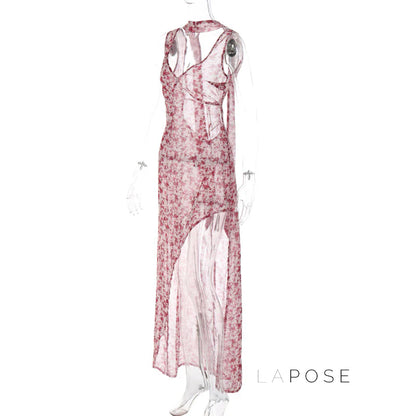 Khalia See-Through Floral Maxi Dress