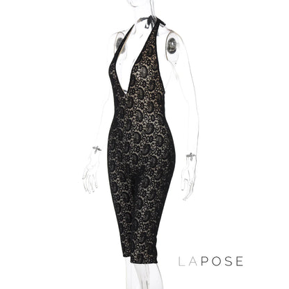 Khaliah Lace Halter Jumpsuit