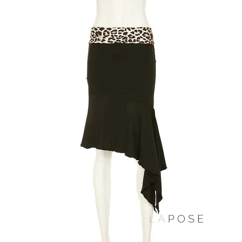 Khelani Leopard Asymmetric Skirt Set