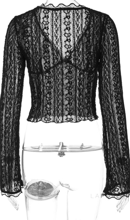 Kim Sheer Lace V-Neck Top