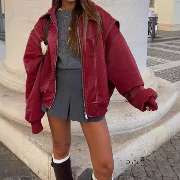 Koa Lapel Faux Leather Jacket