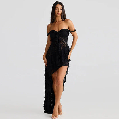 Lace Patchwork Strapless Mini Dress