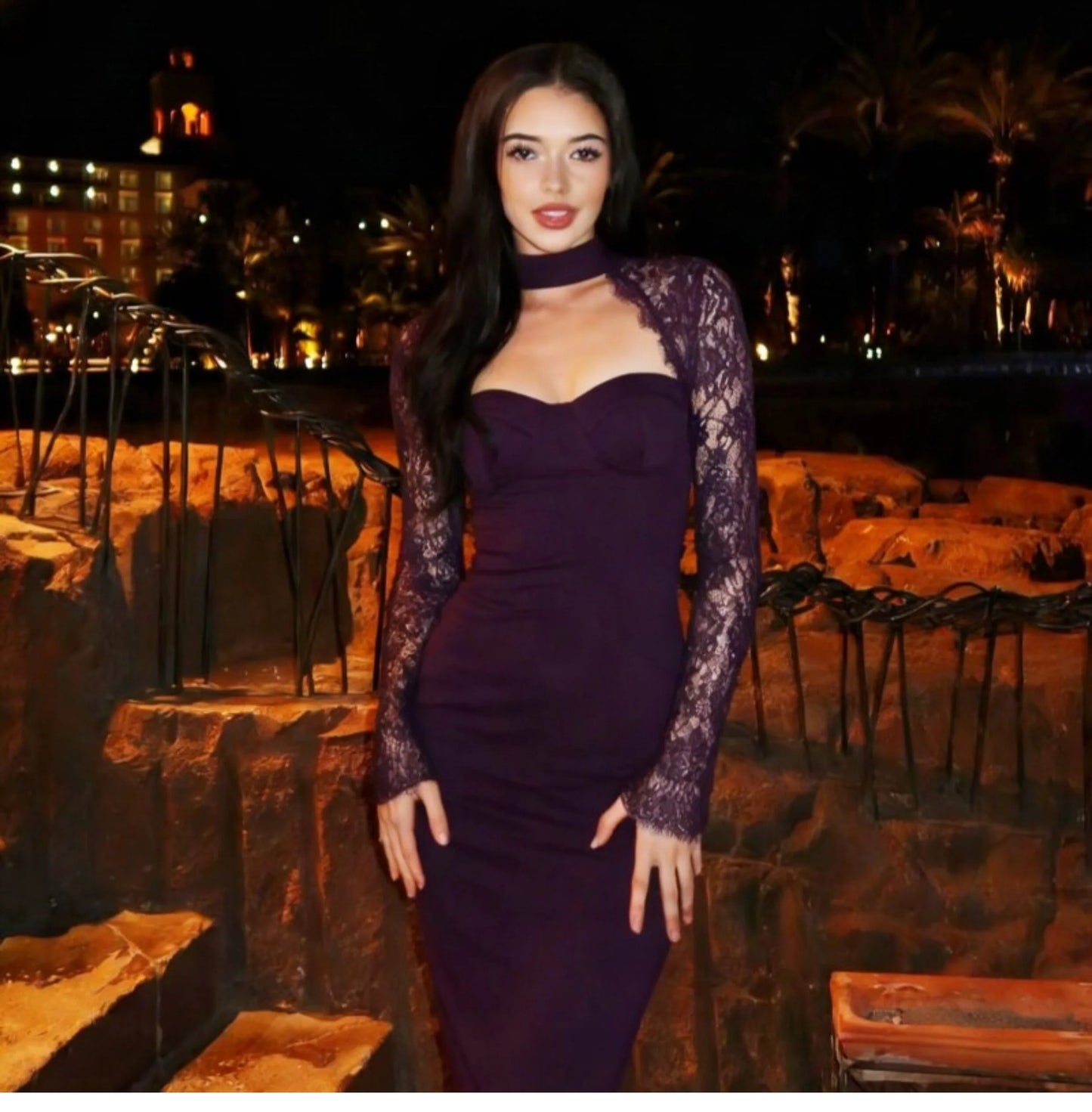 Lace Slit Maxi Dress