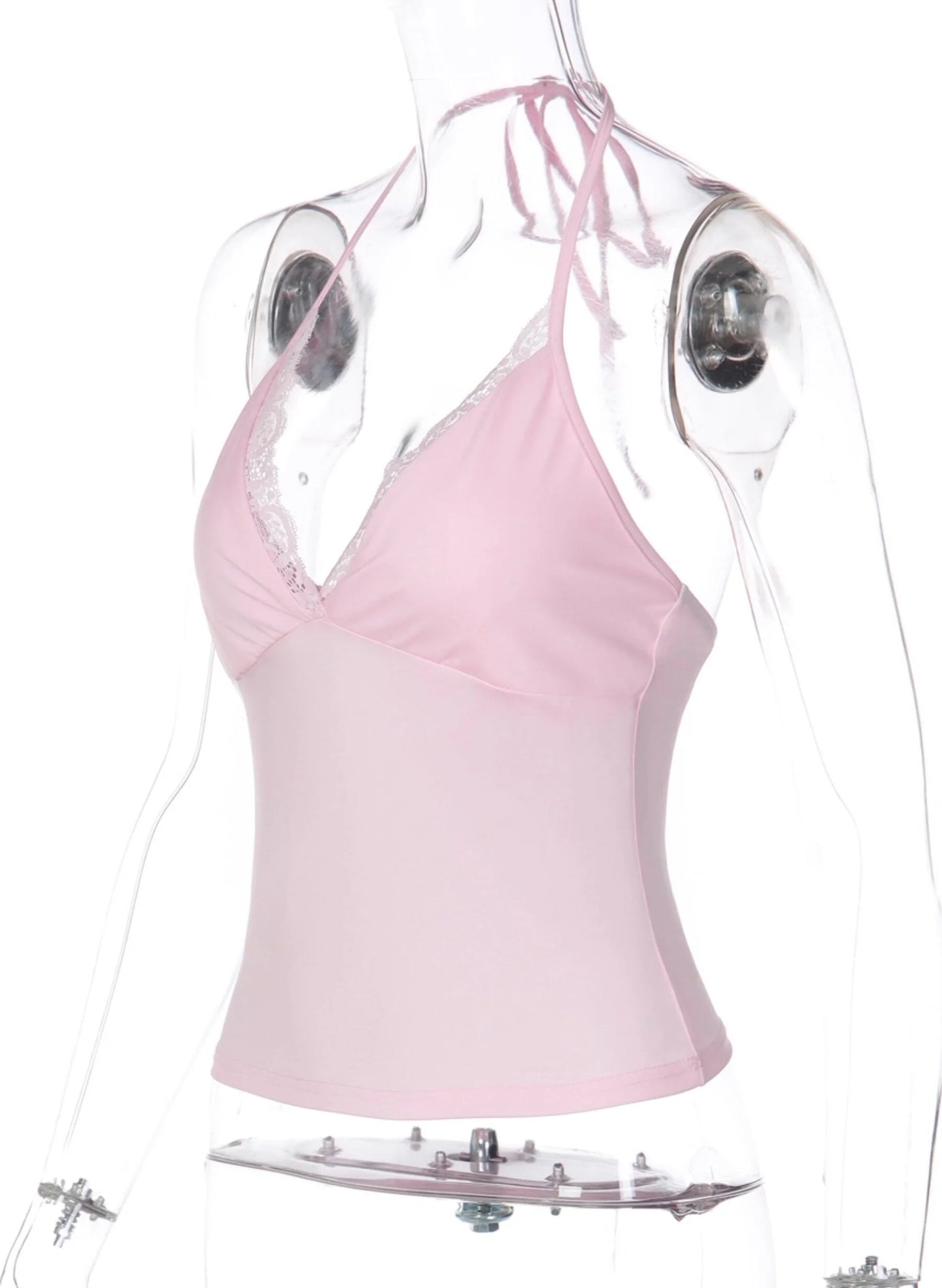 Lace Trim V-Neck Halter Top