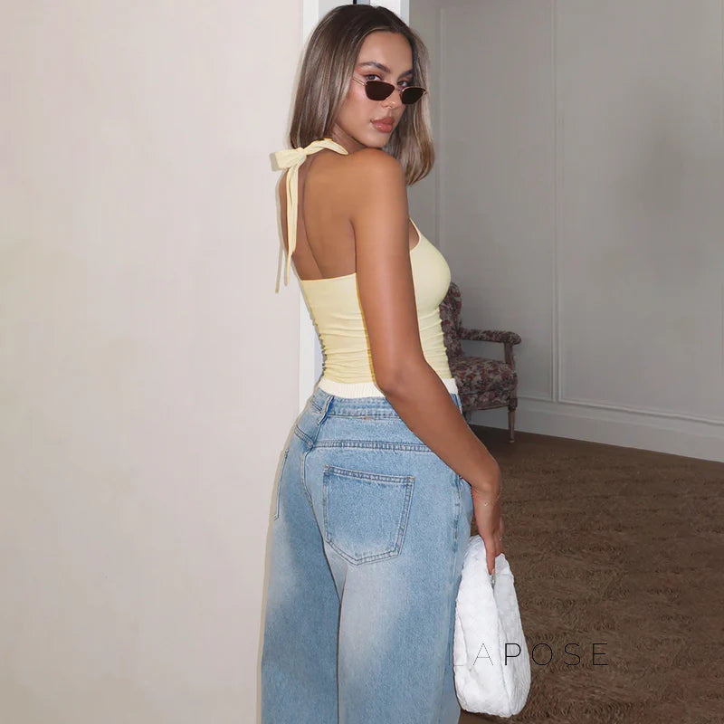 Lahna Halter Backless Crop Top