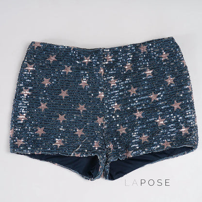 Laikynn Blue Sequin Shorts