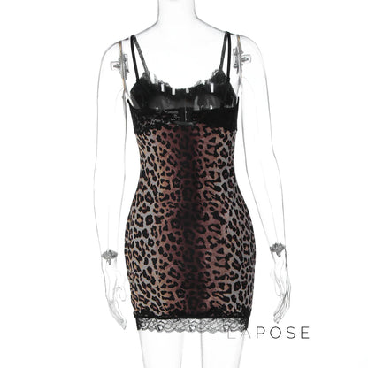 Laiyla Leopard Lace Halter Dress