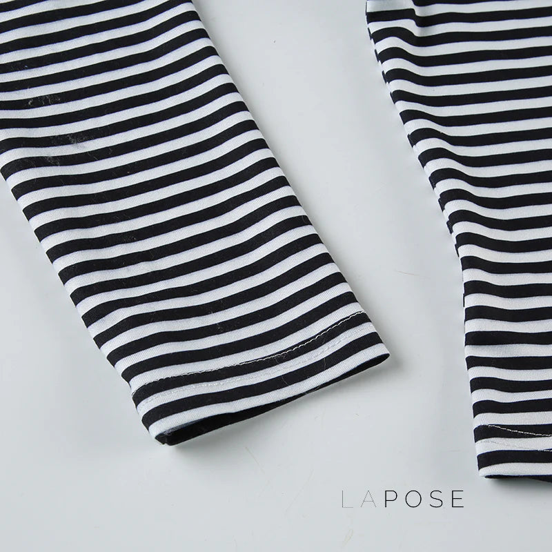 Lauren Striped Long Sleeve Crop Top