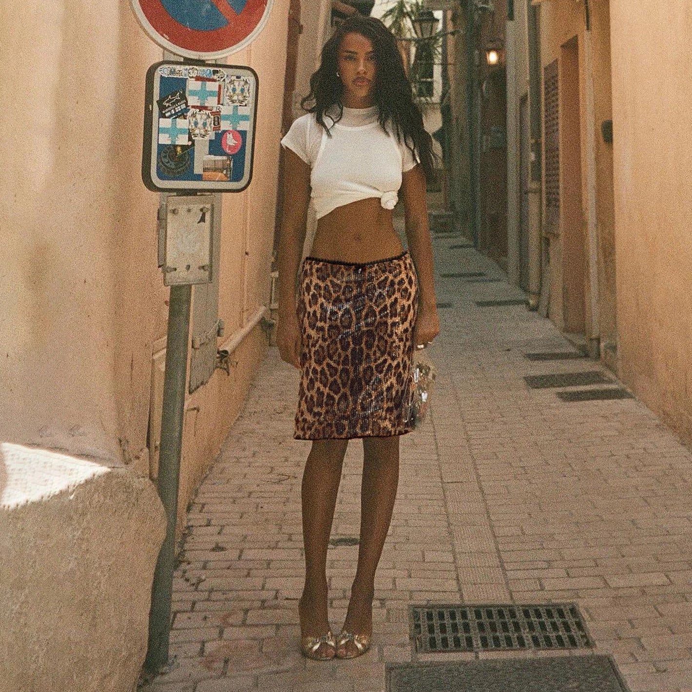 Leopard Sequin Bodycon Midi Skirt