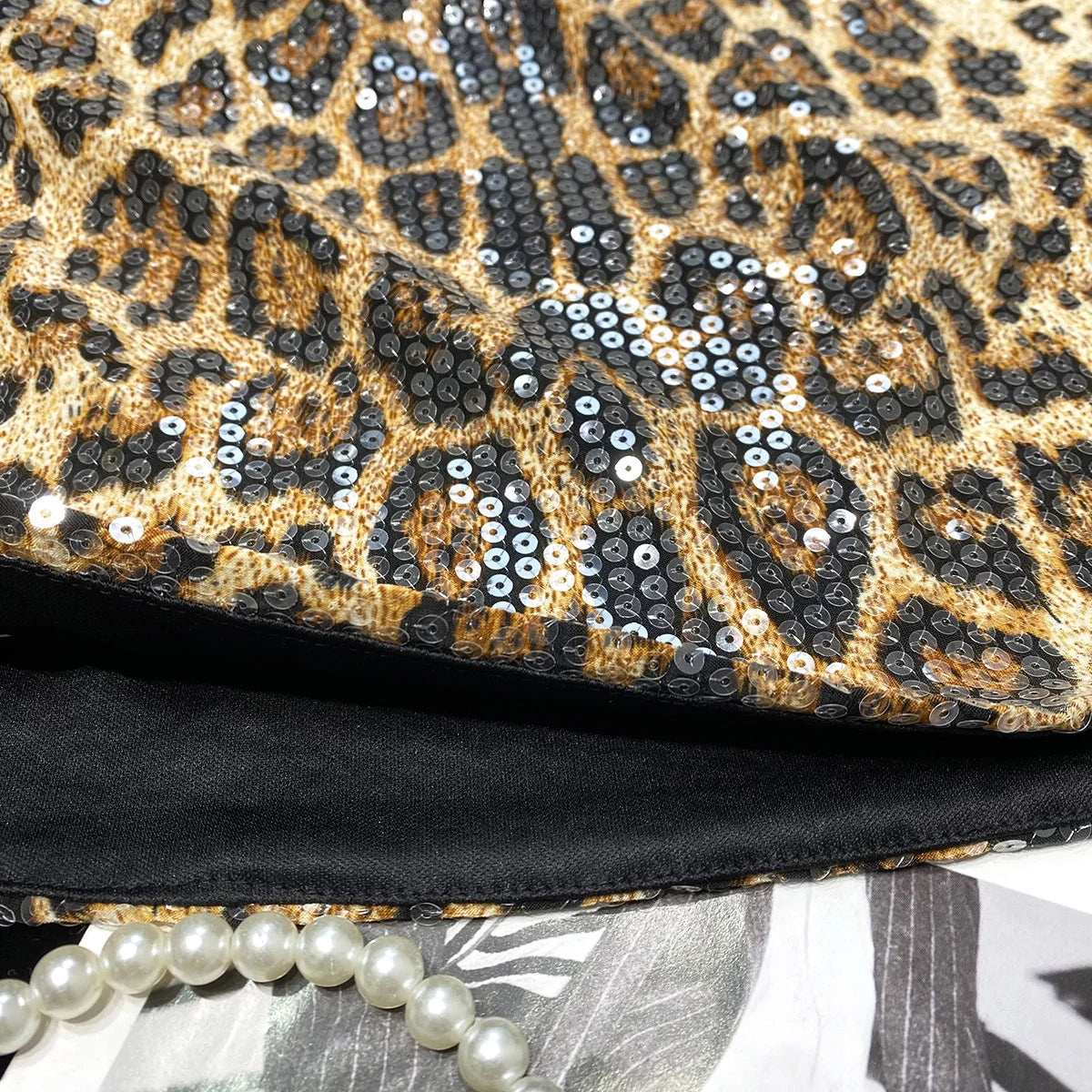 Leopard Sequin Low-Waist Mini Skirt