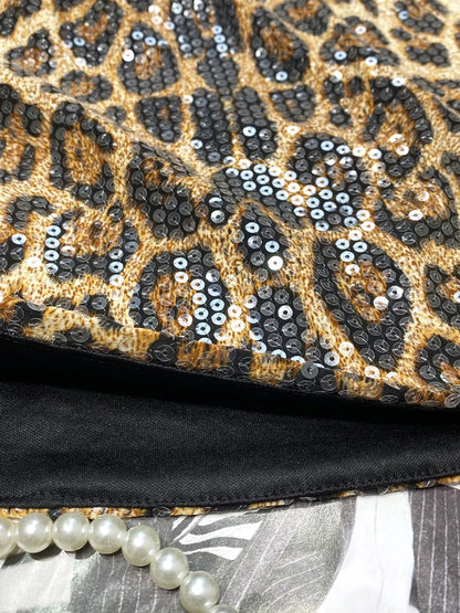 Leopard Sequin Low-Waist Mini Skirt