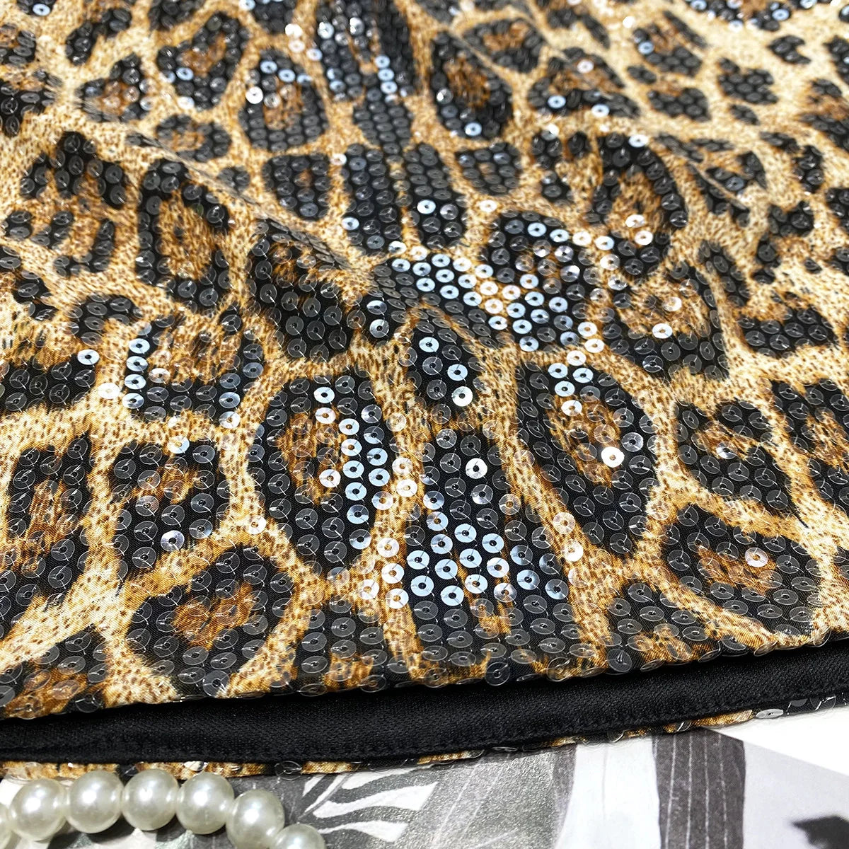 Leopard Sequin Low-Waist Mini Skirt