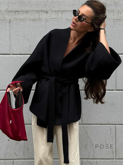 Leslie Belted V-Neck Jacket