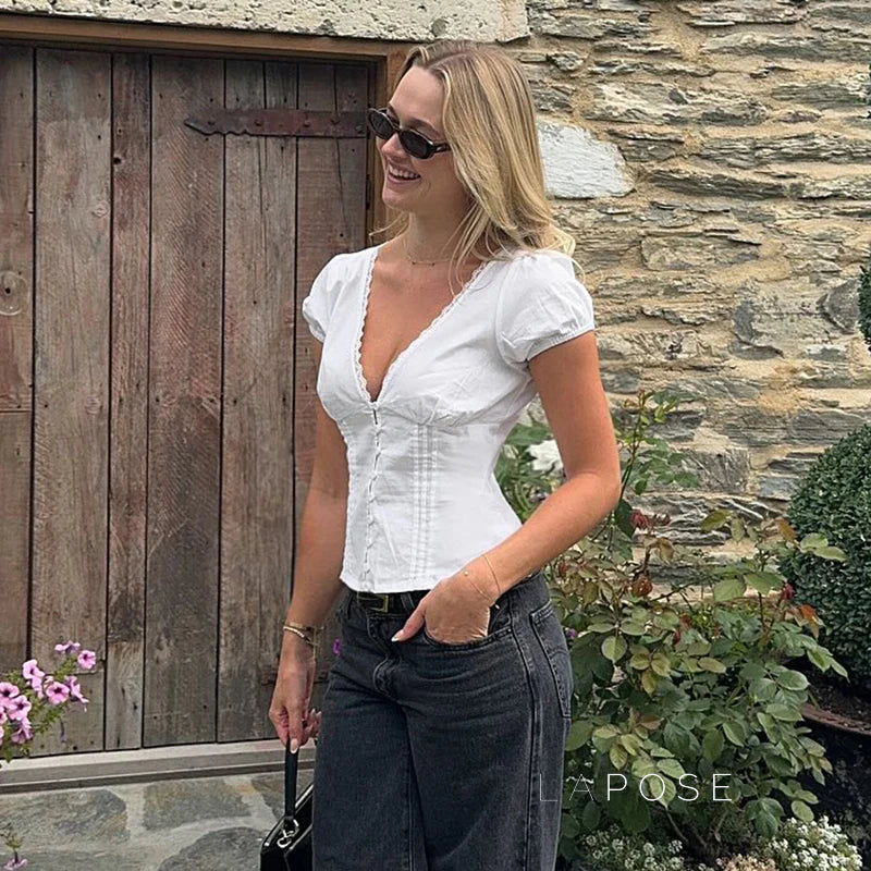 Lillith Lace Puff Sleeve Top