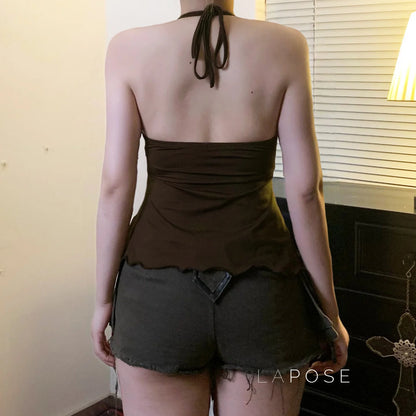 Lumen Metallic Halter Top
