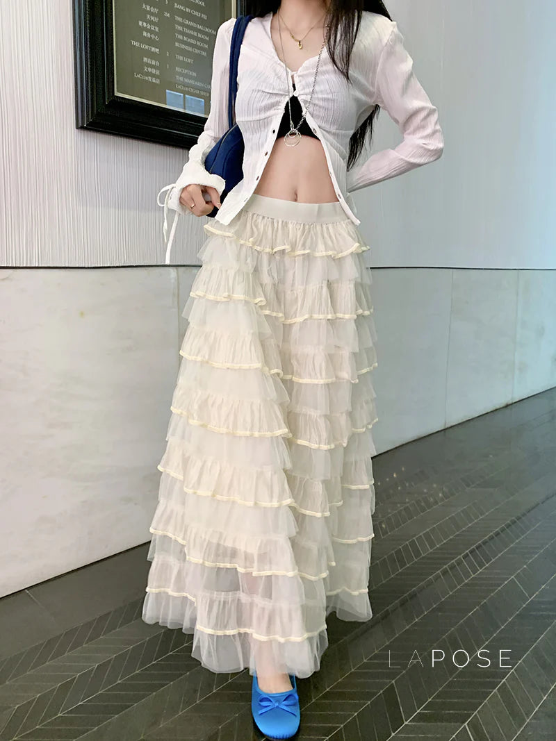 Lyrik Mesh A-Line Maxi Skirt