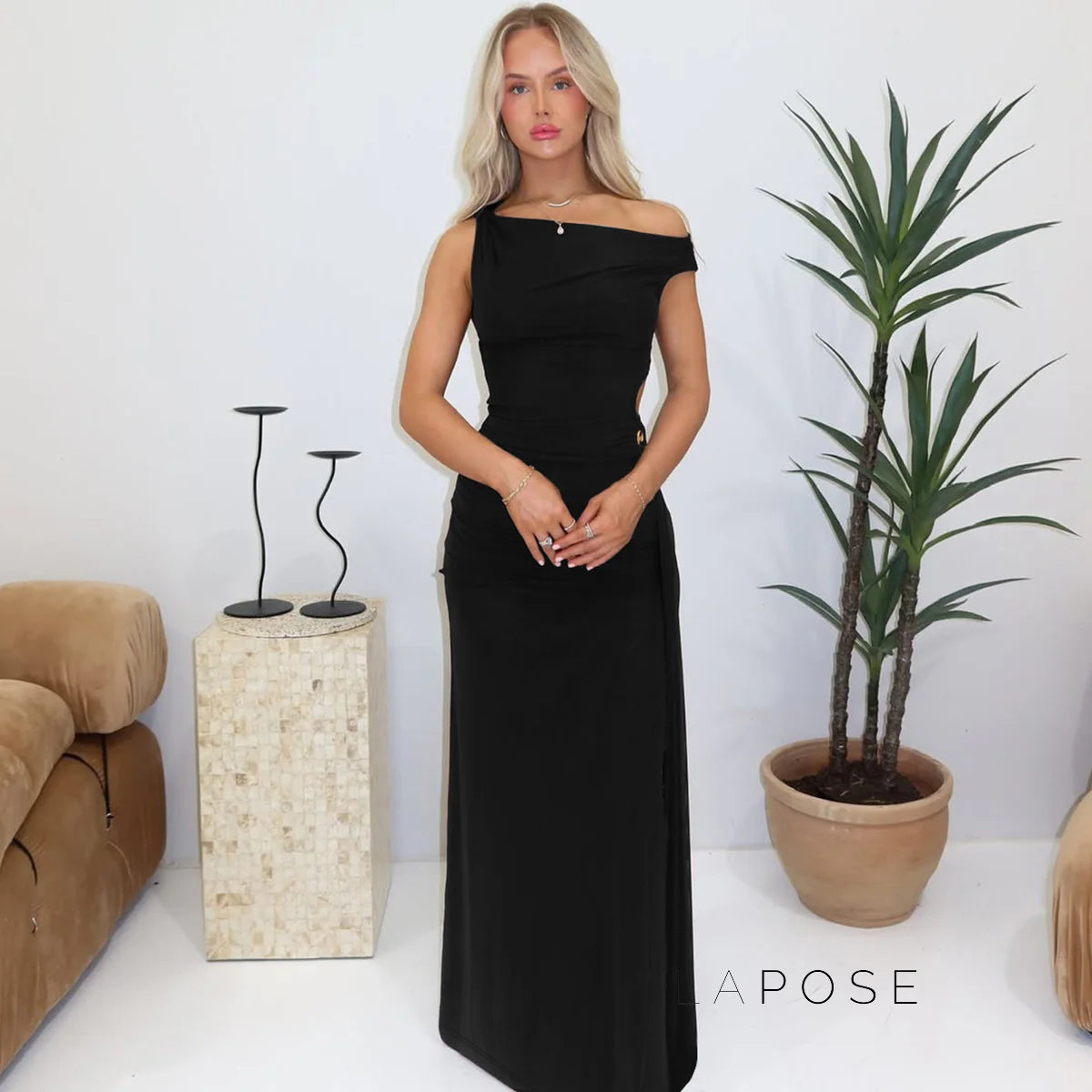 Maahi One-Shoulder Slit Maxi Dress