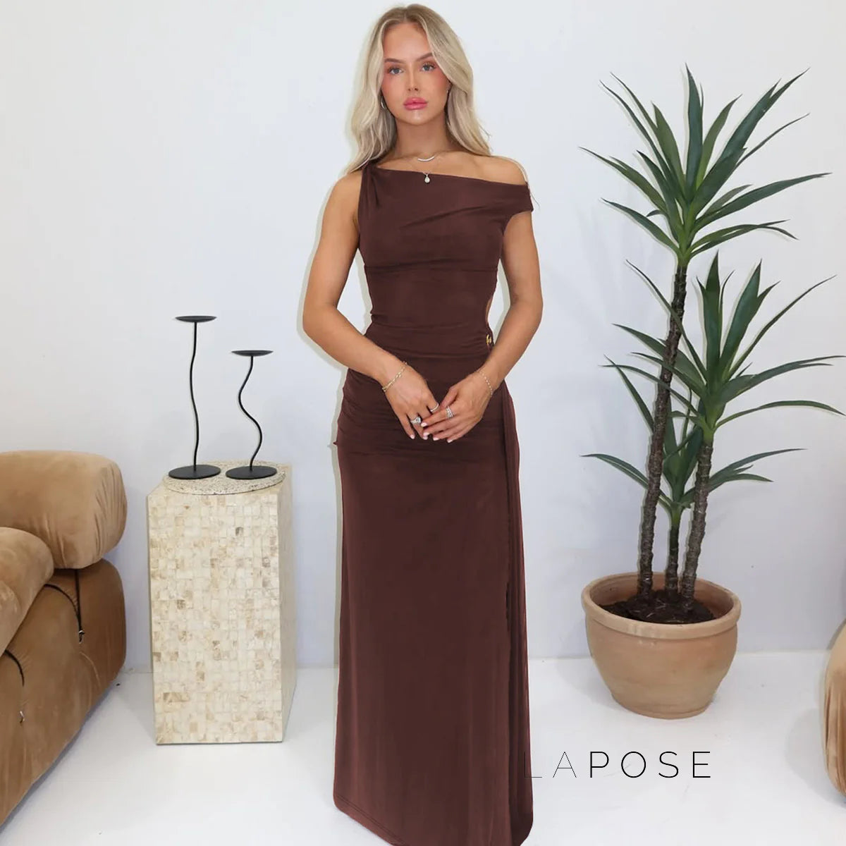 Maahi One-Shoulder Slit Maxi Dress