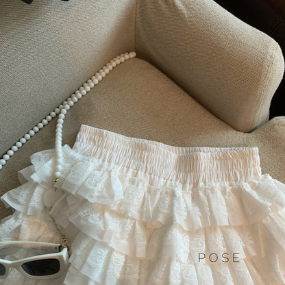 Maeleigh Lace Tiered Mini Skirt