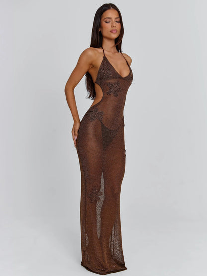 Maeva Shimmer Cut-Out Maxi Dress
