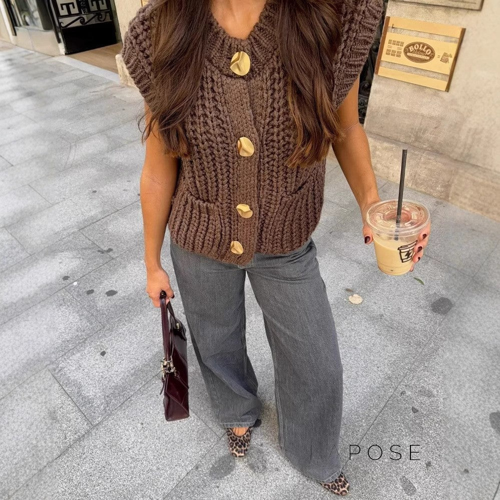 Maggie Button-Up Knit Vest