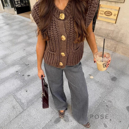Maggie Button-Up Knit Vest