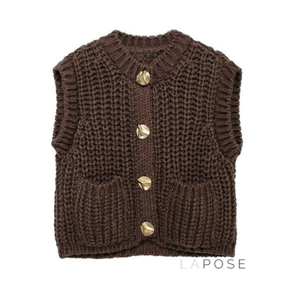 Maggie Button-Up Knit Vest
