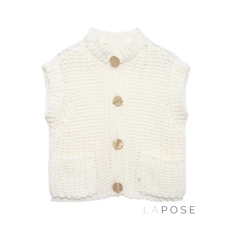 Maggie Button-Up Knit Vest