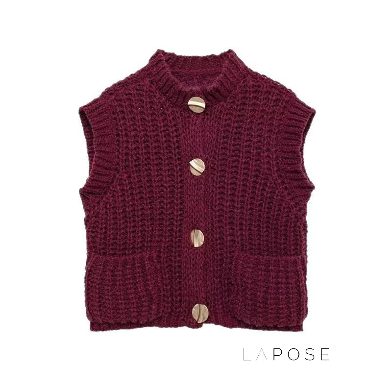 Maggie Button-Up Knit Vest
