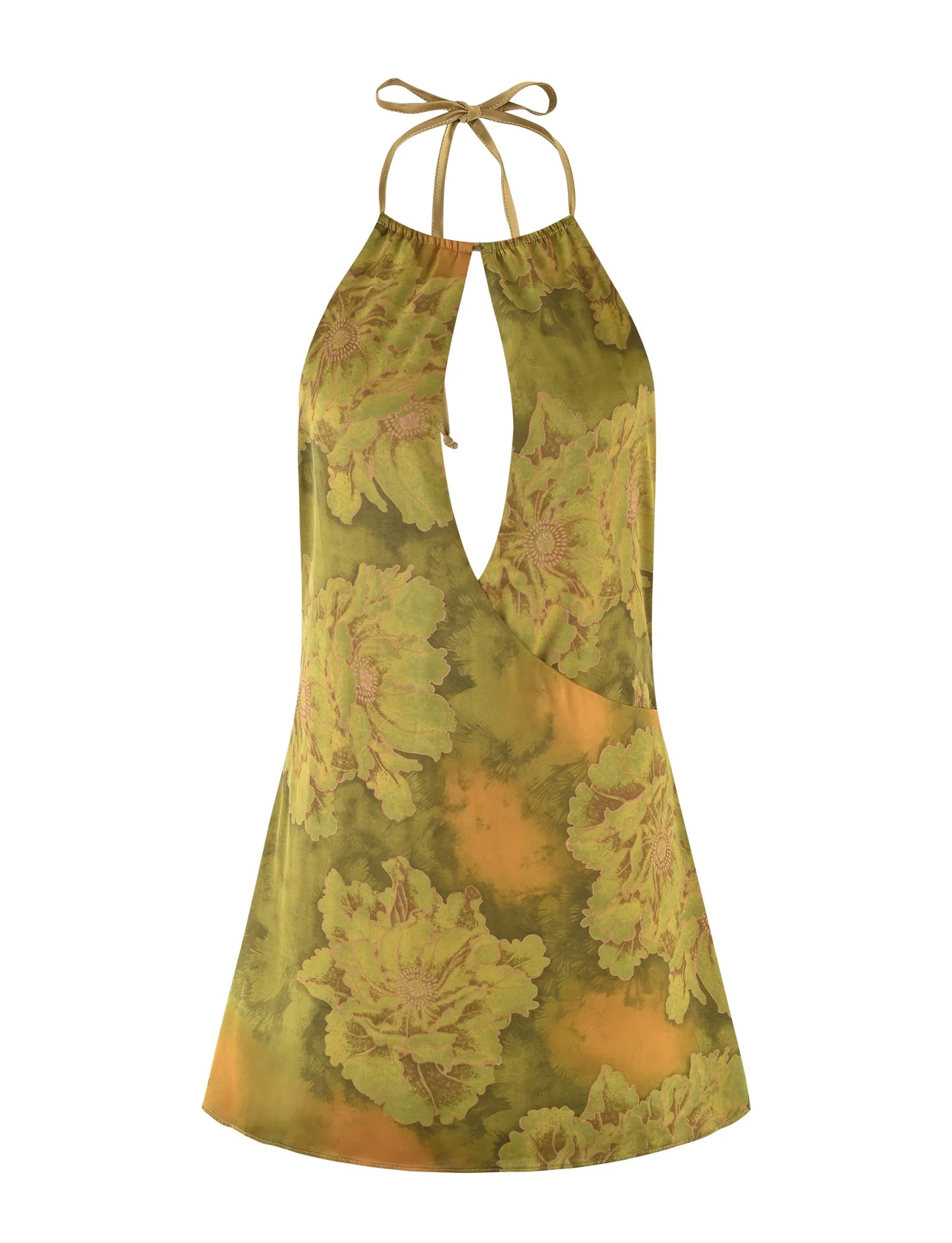 Maira Watercolor Halter Mini Dress