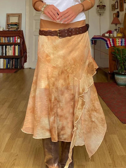 Markayla Dune Patchwork Ruffled Skirt