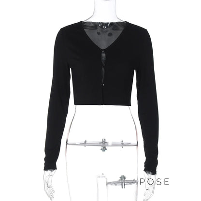 Mercedez Ribbed Button-Up Crop Top