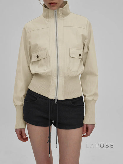 Miamor Ribbed Patchwork Utility Jacket