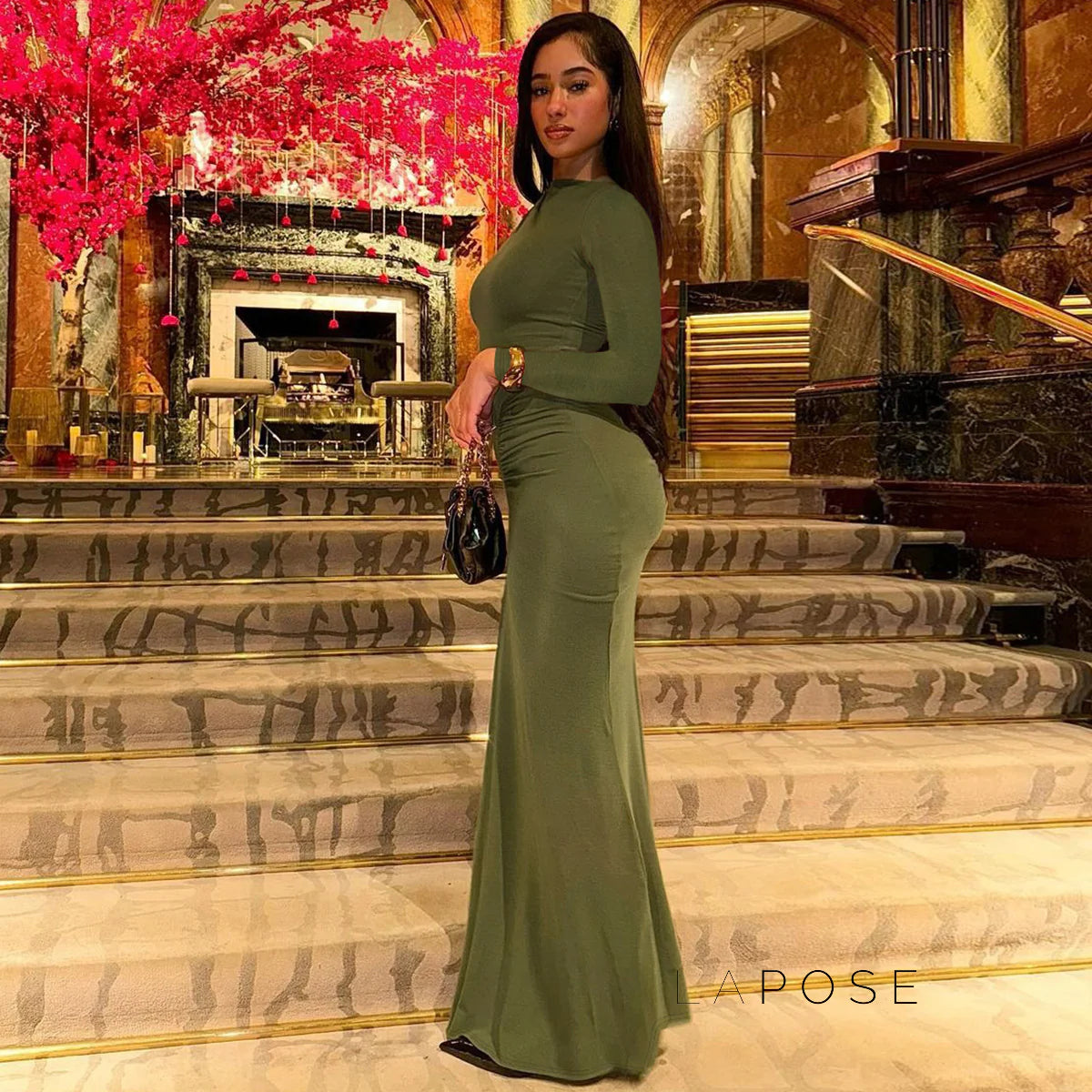 Mildred Pleated Long Sleeve Dress