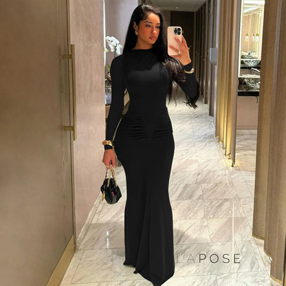 Mildred Pleated Long Sleeve Dress