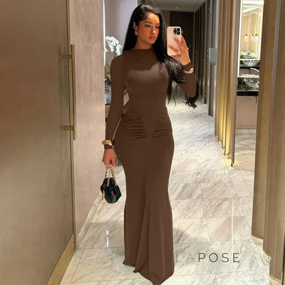 Mildred Pleated Long Sleeve Dress