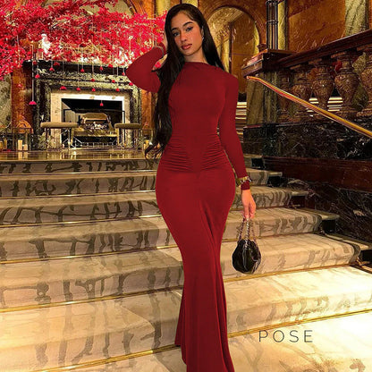 Mildred Pleated Long Sleeve Dress
