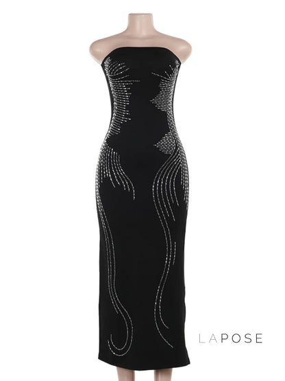 Miracle Rhinestone Slit Dress