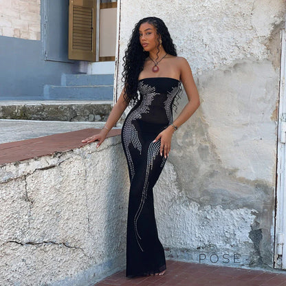 Miracle Rhinestone Slit Dress